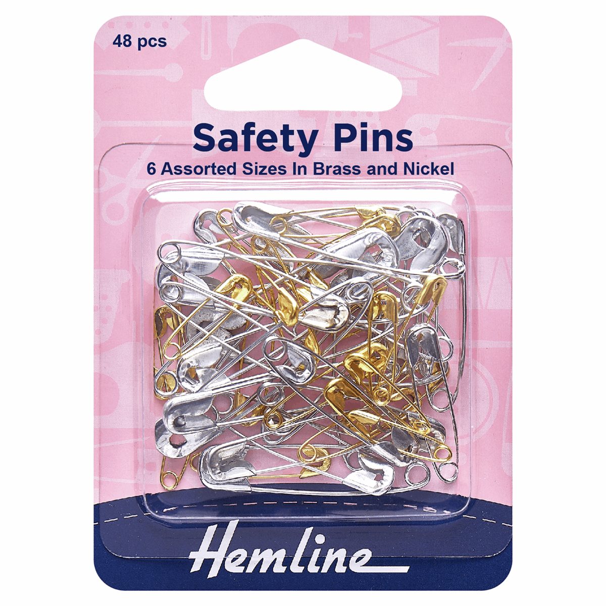 Hemline Safety Pins: Assorted Value Pack - 48pcs