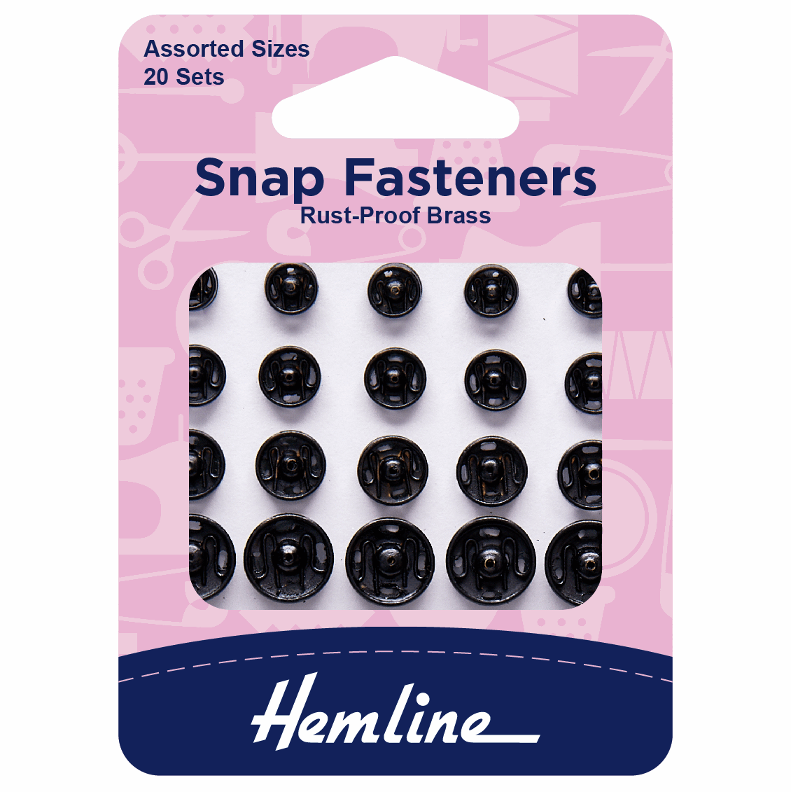 Hemline Sew On Snap Fasteners: Assorted - Black