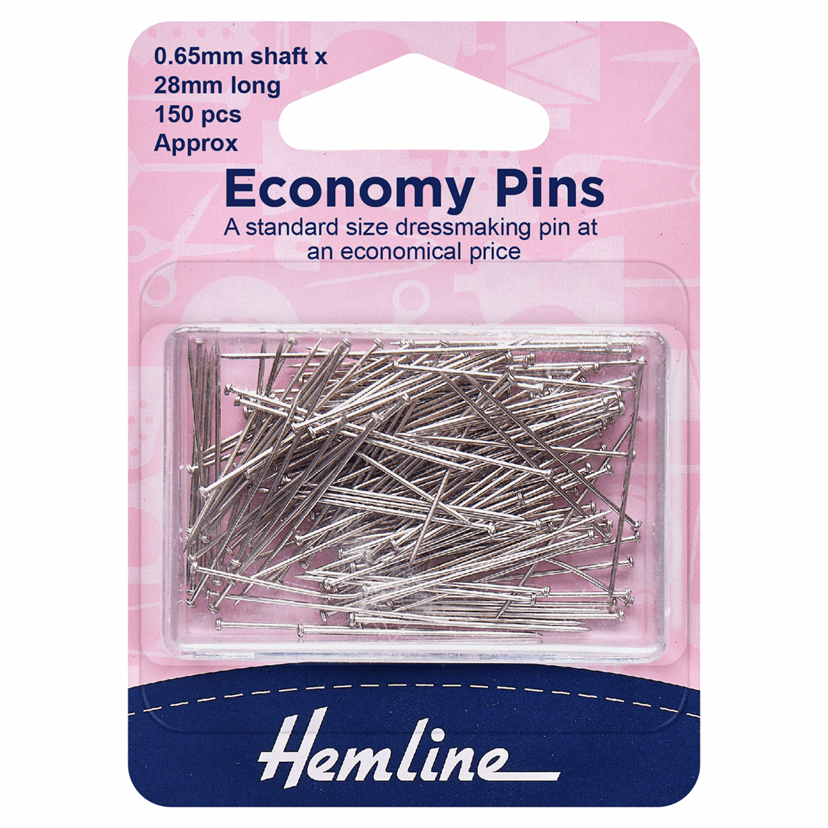 Hemline Economy Pins: Nickel: 28mm - 150pcs