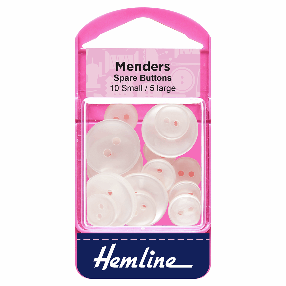 Hemline Assorted Spare White Buttons - 15pc