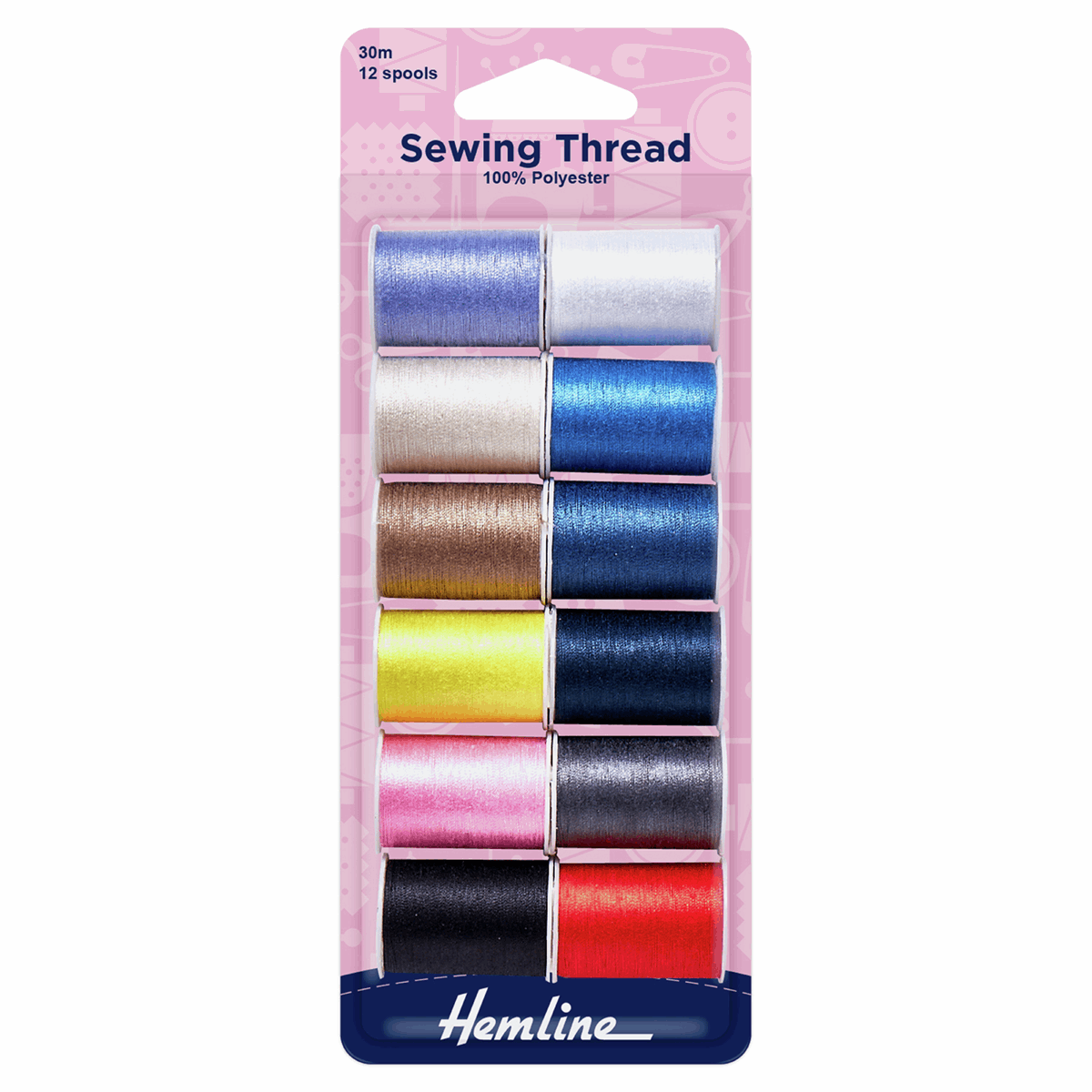 Hemline Sewing Thread: 12 Assorted Colours