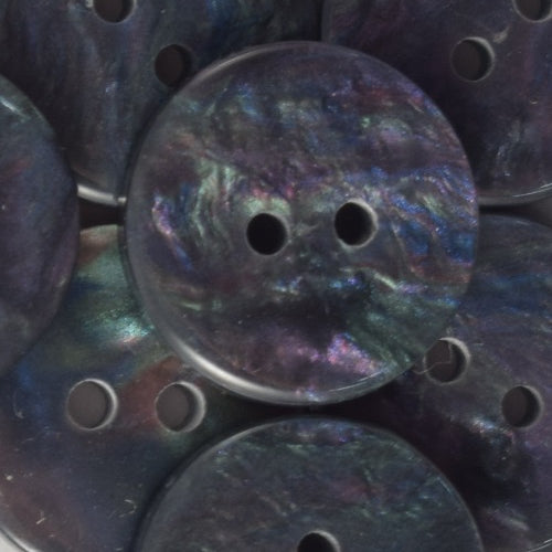 Buttons - 18mm 2-hole Marled Dome - Black