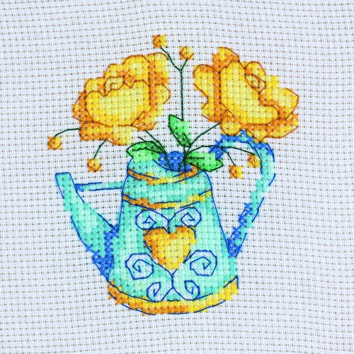 Cross Stitch Kit Mini - Flowers in Teapot