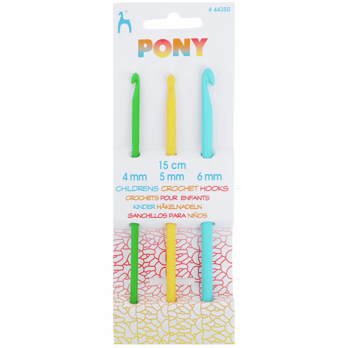 Pony Children's Plastic Crochet Hook Set - 3pk
