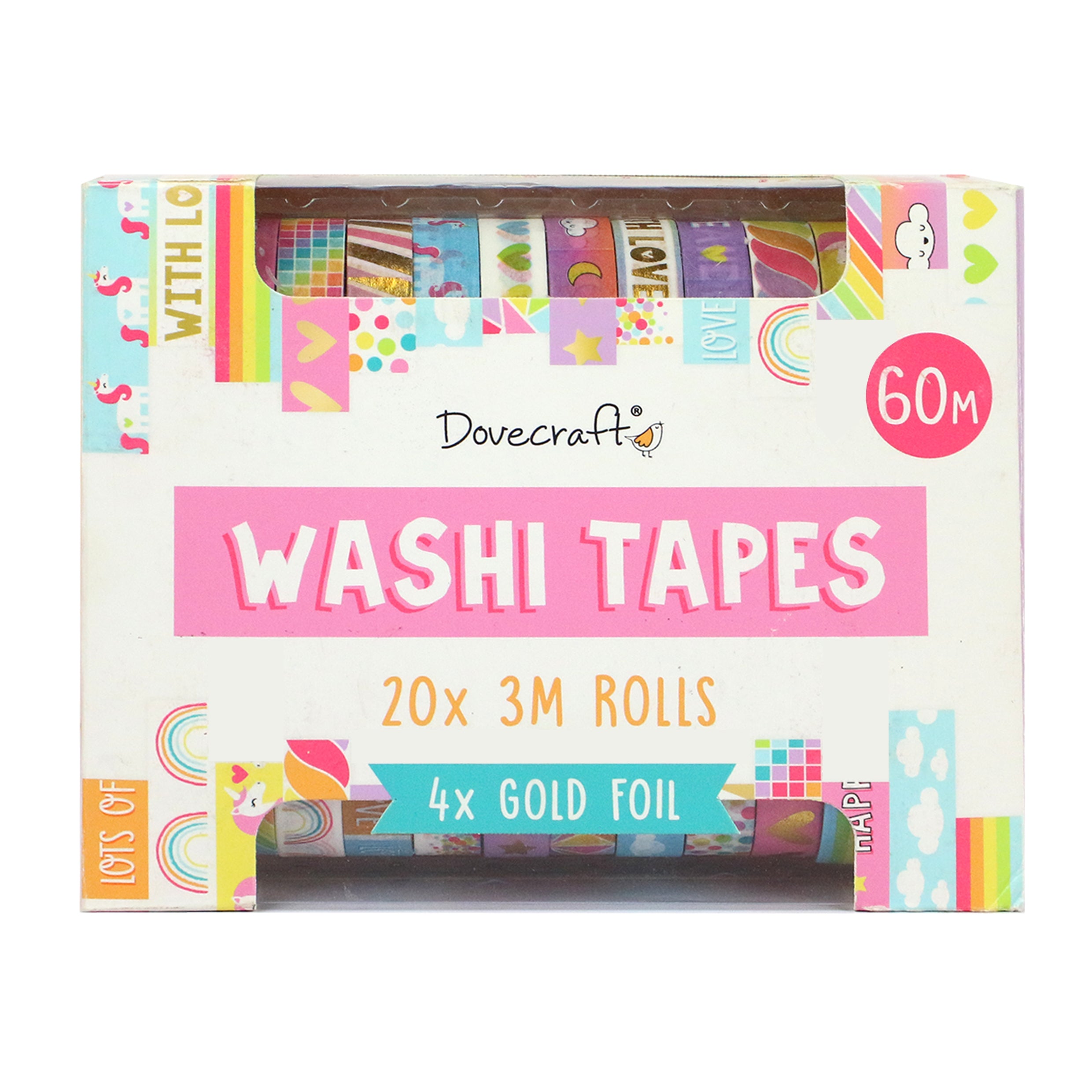 Dovecraft Washi Bright Tape Box - 20 Rolls