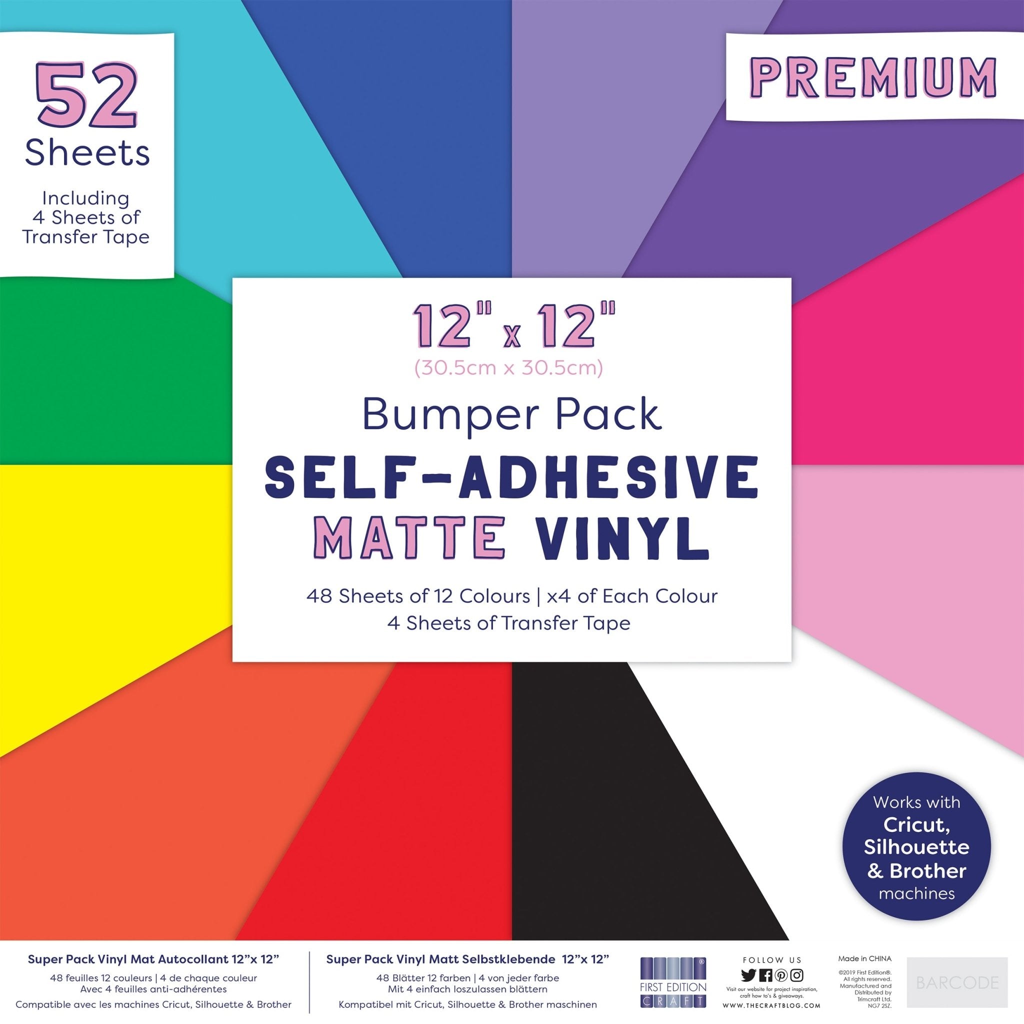 Bumper Pack of 12'x12' Self - Adhesive Vinyl - 48 sheets | Buy Online from The Home Crafters