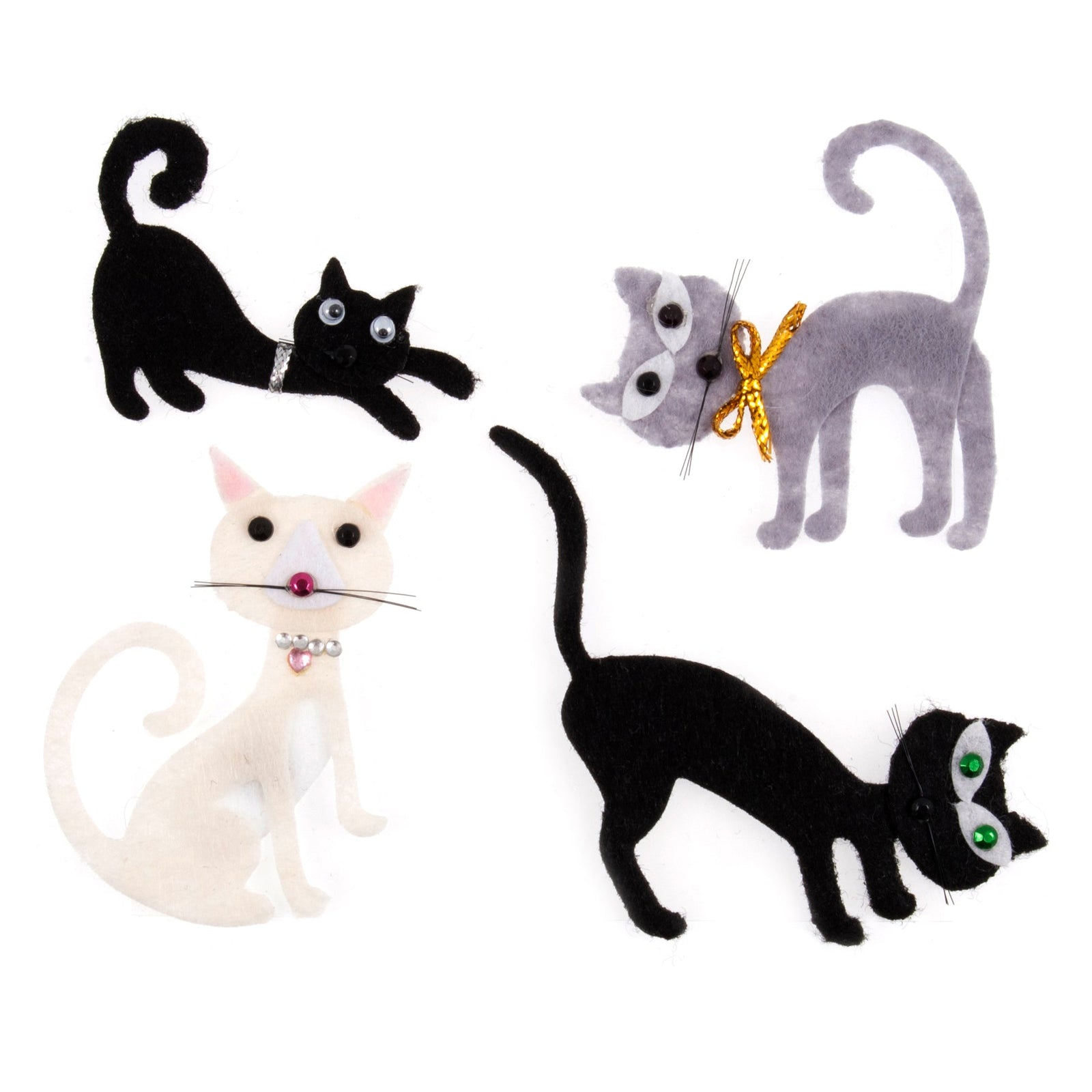 Craft Embellishments: Felt Cats - 4pk | Buy Online from The Home Crafters