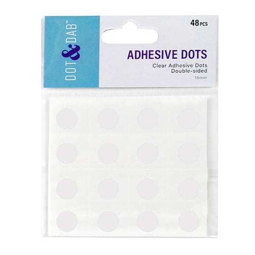 Glue Dots - 15mm x 15mm - Clear - 48pcs - Double Sided - Dot & DAB