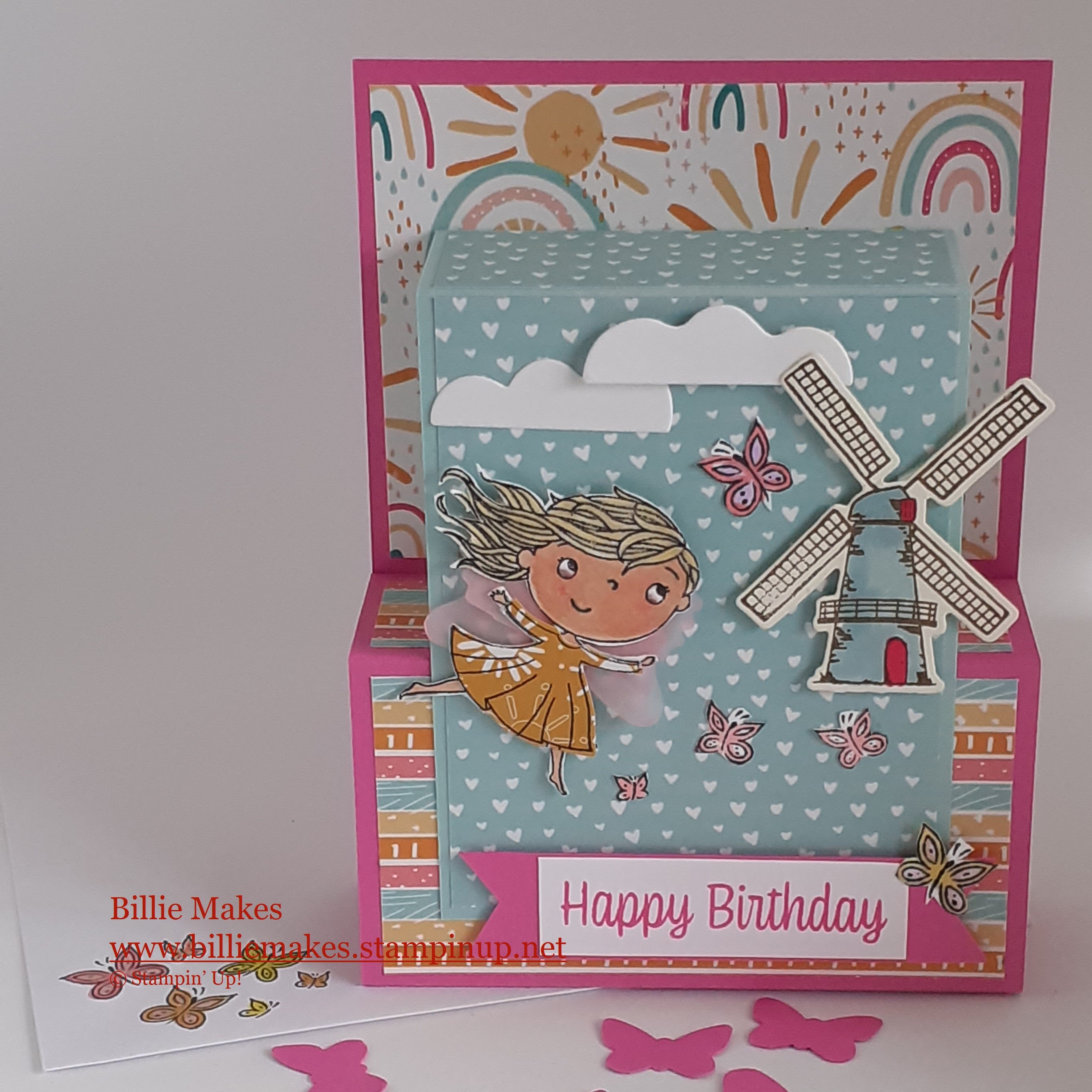 Handmade Pop Up Fairy and Windmill Birthday Card