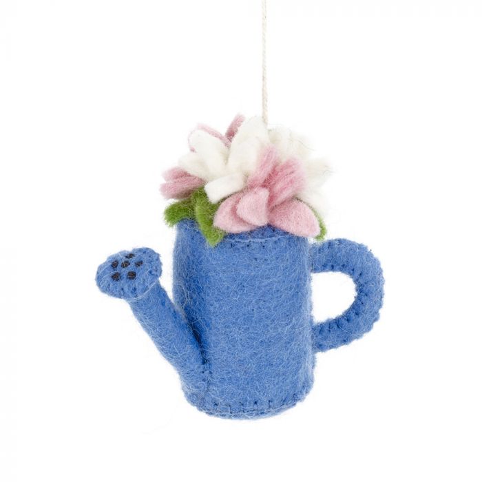 Handmade Needle Felt Blossoming Watering Can Hanging Decoration | Buy Online from The Home Crafters