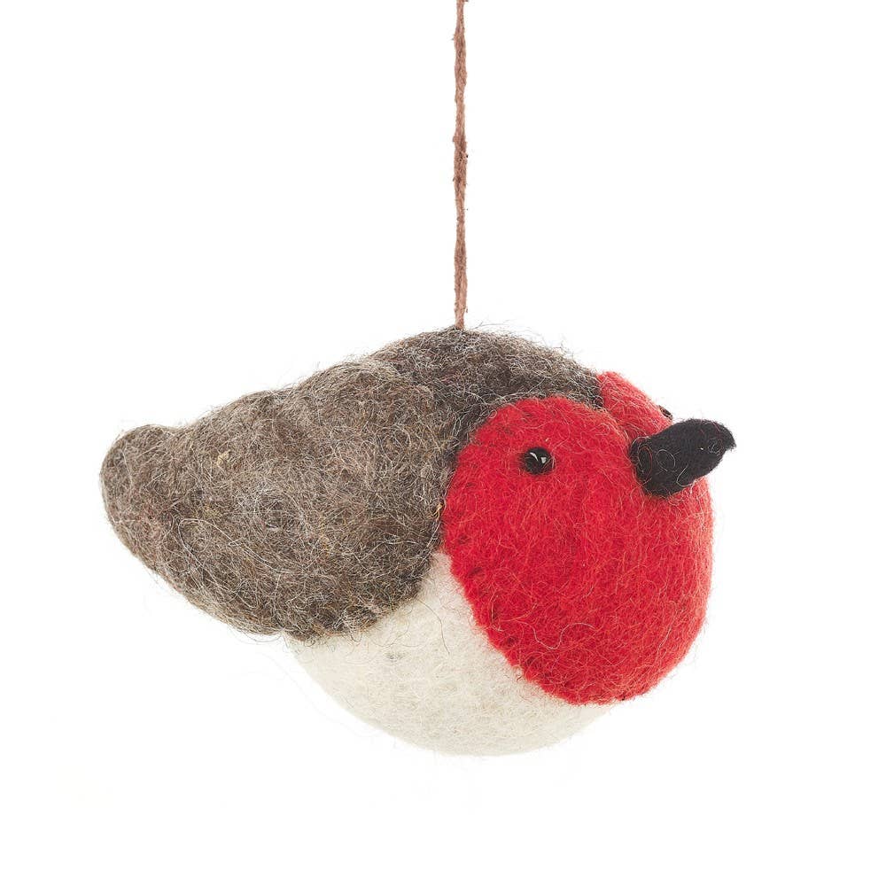 Handmade Needle Felt Hanging Christmas Decoration - Rosie Robin | Buy Online from The Home Crafters