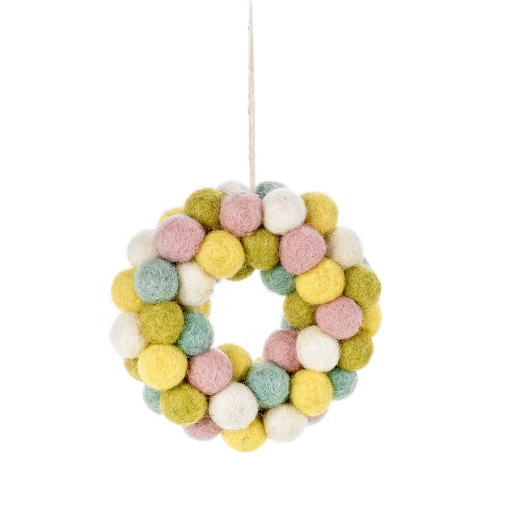 Handmade Needle Felted Hanging Easter Decoration - Mini Bubble Wreath