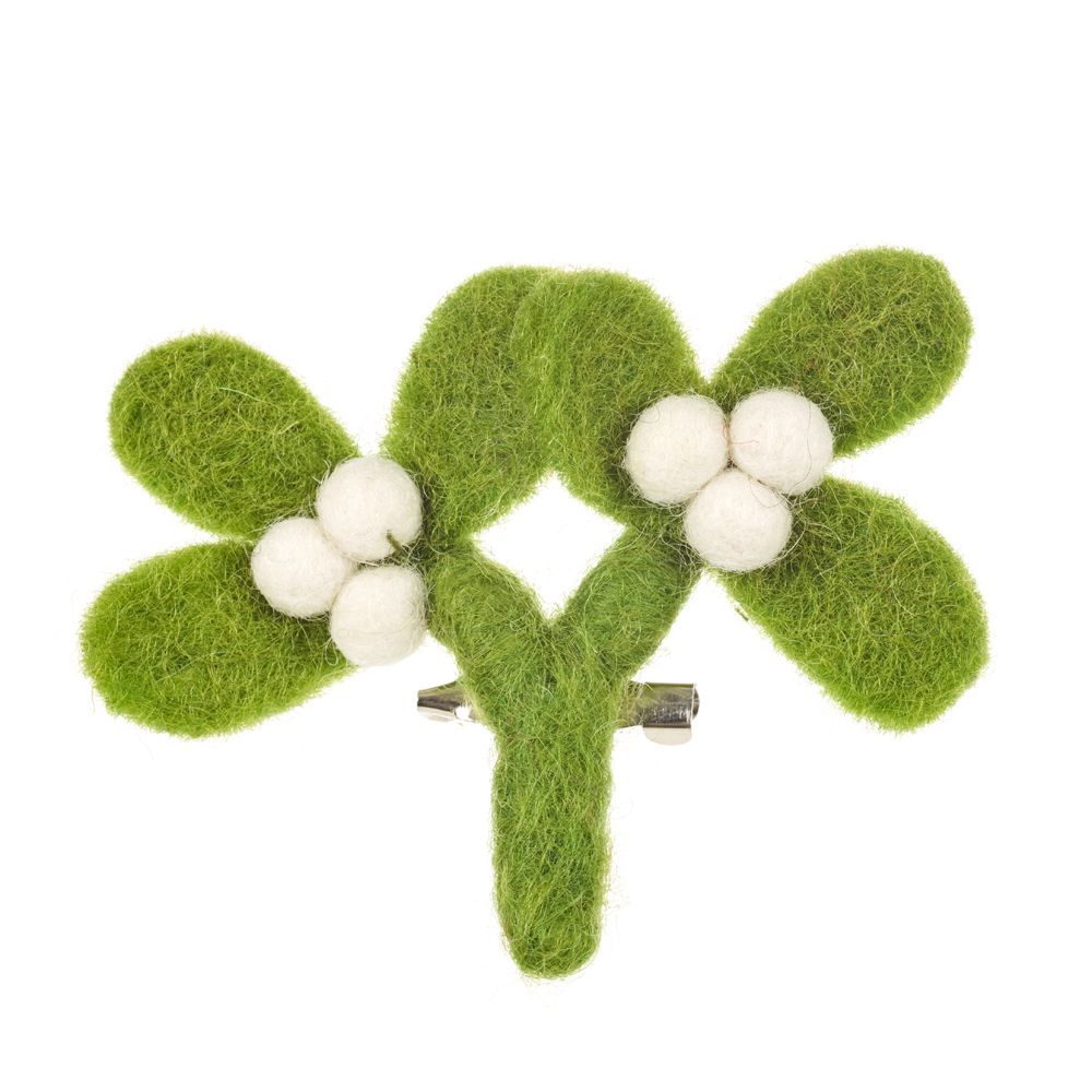 Handmade Needle Felt Festive Mistletoe Brooch