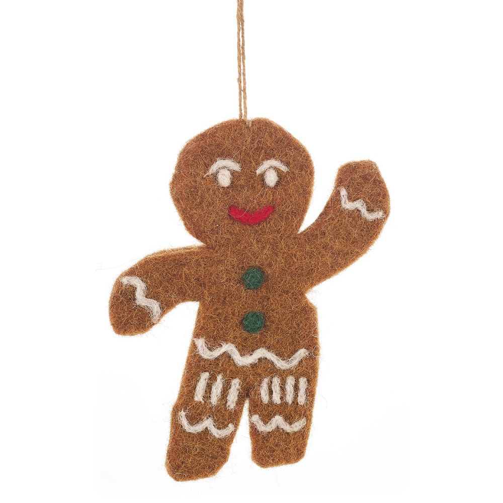 Handmade Felt Decoration - Jolly Gingerbread Man