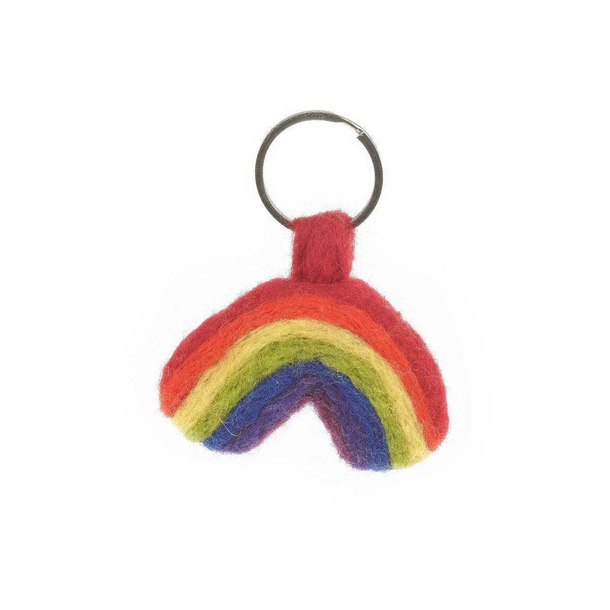 Handmade Needle Felt Rainbow Keyring