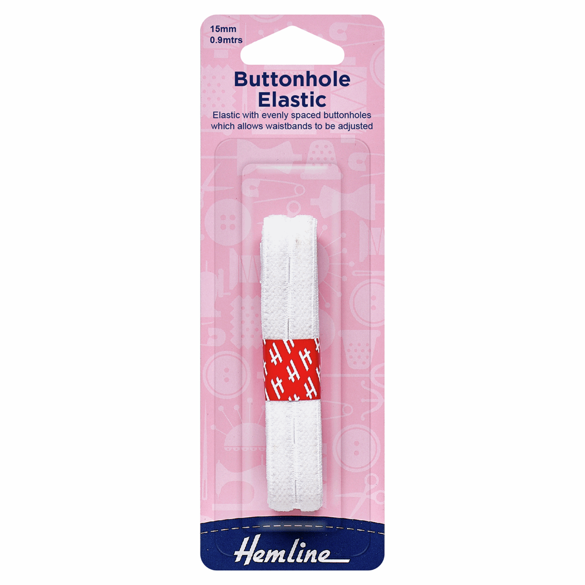 Hemline 15mm Buttonhole Elastic - 0.9m | Buy Online from The Home Crafters