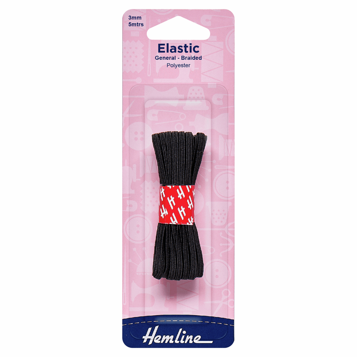 Hemline General Purpose Braided Elastic - 5m x 3mm | Buy Online from The Home Crafters
