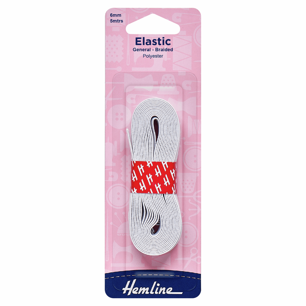 Hemline General Purpose Braided Elastic - 5m x 6mm | Buy Online from The Home Crafters