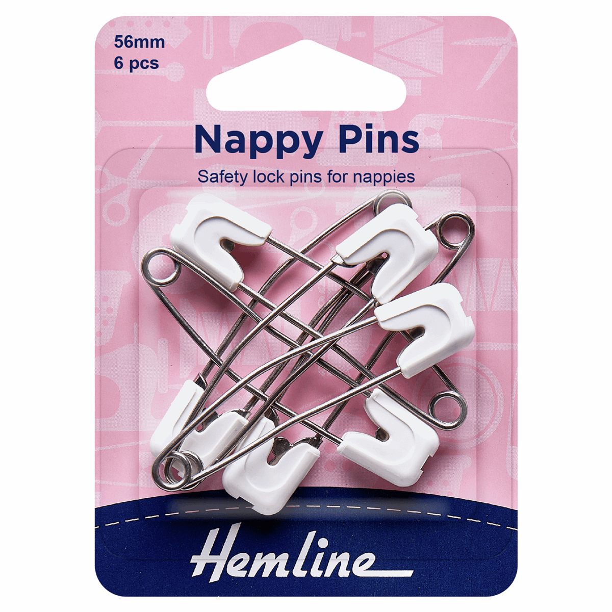 Hemline Nappy Pins: 56mm - 6pc | Buy Online from The Home Crafters