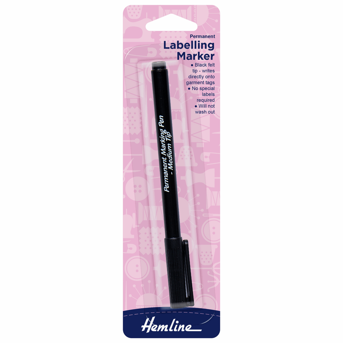 Hemline: Permanent Labelling Pen: Felt Tip | Buy Online from The Home Crafters