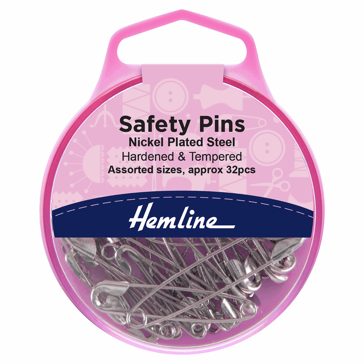 Hemline Safety Pins: Assorted Sizes - 32pcs | Buy Online from The Home Crafters