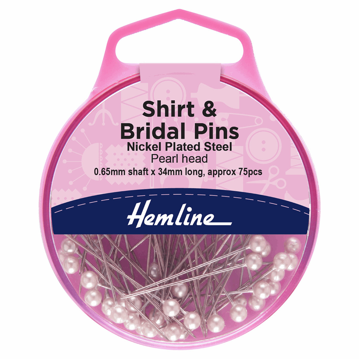 Hemline Shirt & Bridal Pins: Nickel 34mm - 75pc | Buy Online from The Home Crafters