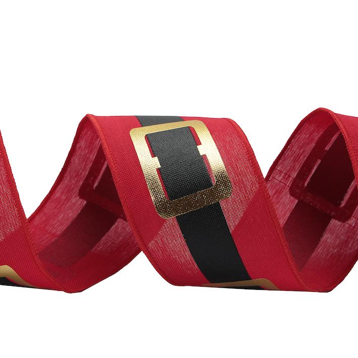 Christmas Ribbon: Wired Santa Belt - 63mm