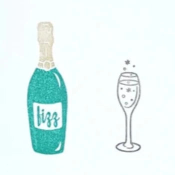 Skull & Cross Buns Artisan Rubber Stamps - Prosecco Glass and Bottle