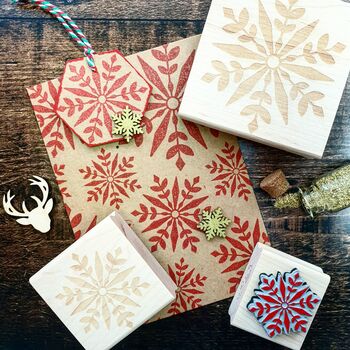 Skull & Cross Buns Mini Artisan Rubber Stamp - Geo Snowflake