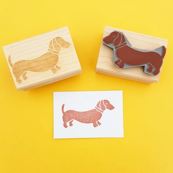 Skull & Cross Buns Small Artisan Rubber Stamp - Dachshund