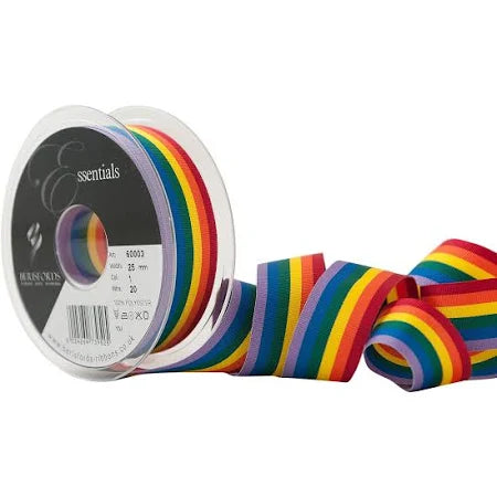 Berisfords Ribbon: Grosgrain - Rainbow Stripe