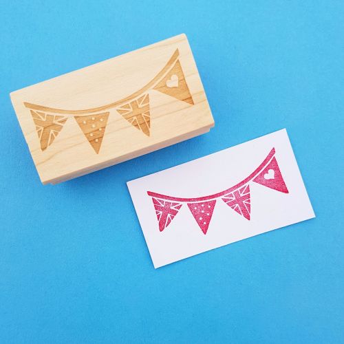 Skull & Cross Buns Medium Artisan Rubber Stamp - Union Flag Bunting | Buy Online from The Home Crafters