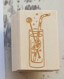 Skull & Cross Buns Small Artisan Rubber Stamp - Gin Glass | Buy Online from The Home Crafters