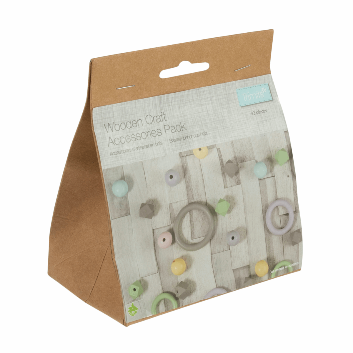 Trimits Coloured Wooden Craft Accessories Pack - 33 pieces | Buy Online from The Home Crafters